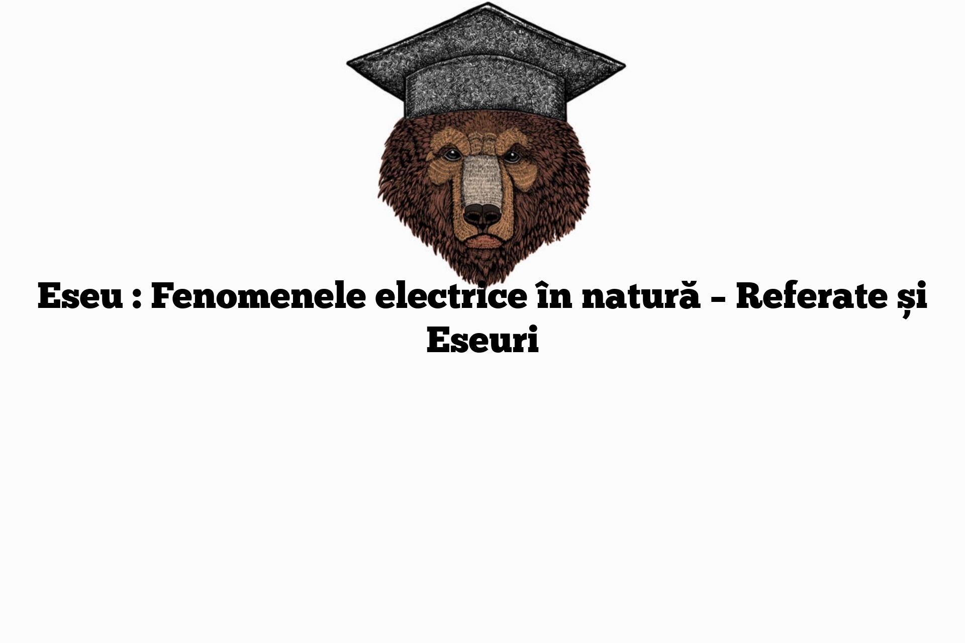 Eseu : Fenomenele electrice în natură – Referate și Eseuri
