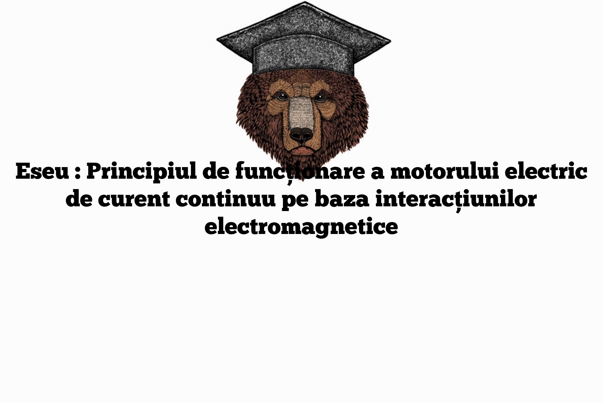 Eseu : Principiul de funcționare a motorului electric de curent continuu pe baza interacțiunilor electromagnetice